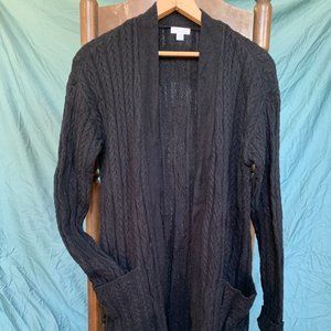 J Jill Cable Knit Long Black Sweater